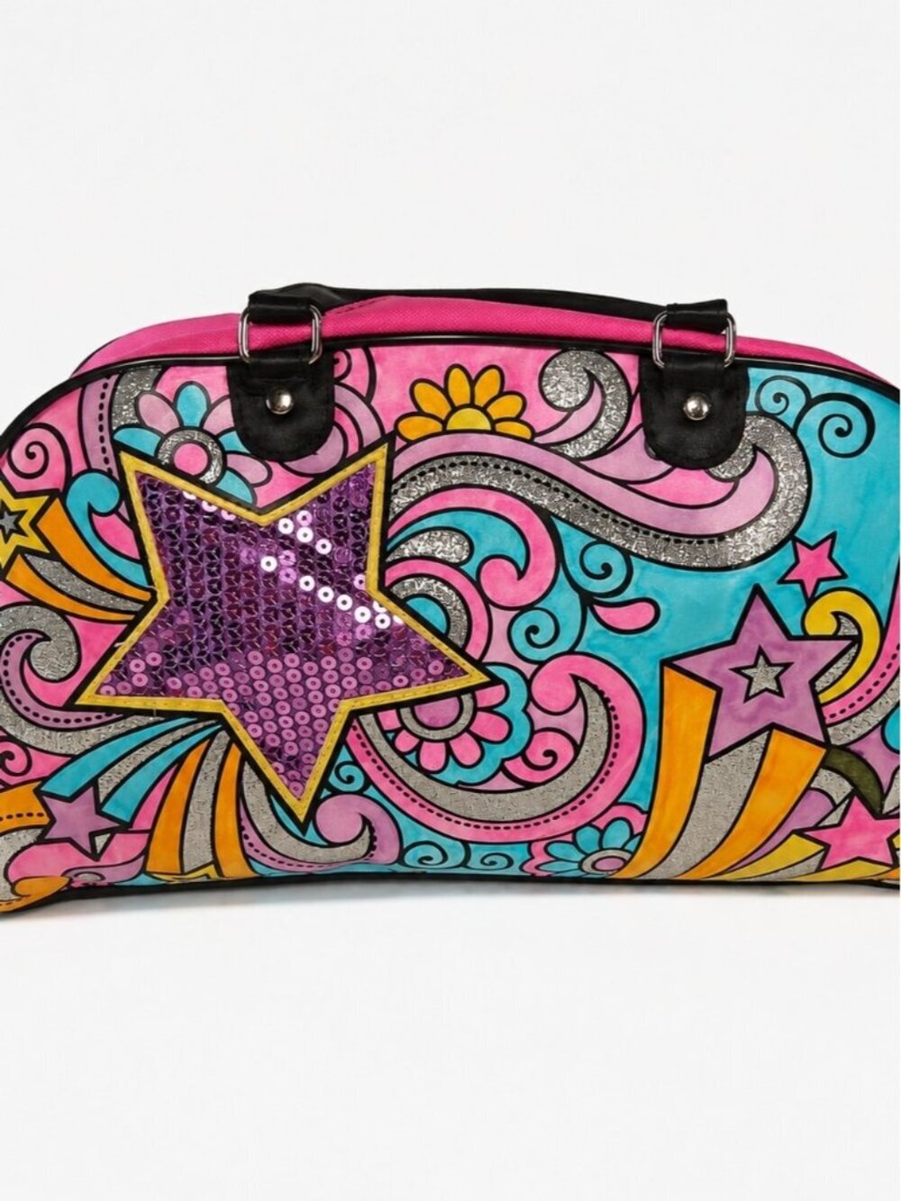 Colorful Sequin Star Duffel Bag / Overnight Bag Y2K Dance Class Sleepover Gym